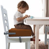 Picture of Toddler Booster Seat for Dining Table, 2 Elastic Seat Belts, Anti-Scratch PU Skin-Friendly, Waterproof, Anti-Wrinkle, Detachable Non-Slip Bottom - Brown
