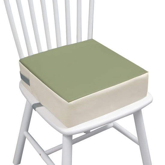 Picture of Toddler Booster Seat for Dining Table, 2 Elastic Seat Belts, Anti-Scratch PU Skin-Friendly, Waterproof, Anti-Wrinkle, Detachable Non-Slip Bottom