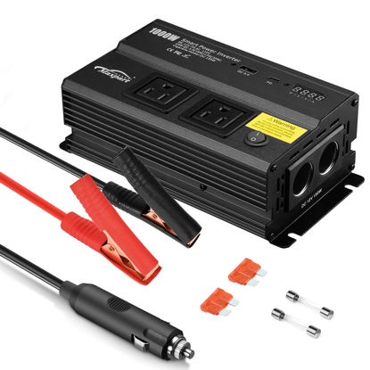 Picture of 1000W Inverter for Car Power Inverters,12v DC to 110v AC Converter with 3.0 A USB Type-C Outlets, 12 Volt Inverter Car Cigarette Lighter Battery Inverter for Vehicles, Power Inversor 1000 Watts Black