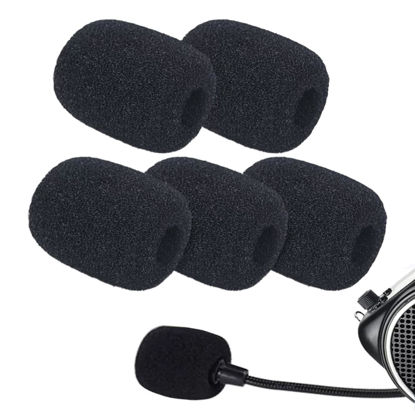 Picture of Headset Microphone Covers Foam, Lapel Headset Microphone Windscreen Sponge Foam Microphone Windscreen Mini Foam Cover for Variety of Headset Microphone Noise Reduction (5pcs)