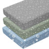 Picture of Unnivoll Pack and Play Sheets Fitted 3 Pack, Mini Crib Sheets for Pack N Play Mattress Stretchy Portable Playard Sheets, Soft Breathable Green Gray Constellation