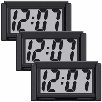 Picture of Frienda Mini Digital Small Magnetic Clock Car Dashboard Stick on Self Adhesive Bracket Digital Clock Battery Operated(Black,3 Pieces)
