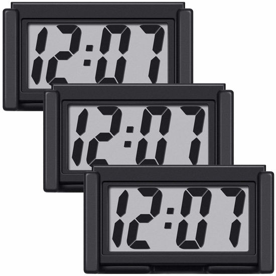 Picture of Frienda Mini Digital Small Magnetic Clock Car Dashboard Stick on Self Adhesive Bracket Digital Clock Battery Operated(Black,3 Pieces)
