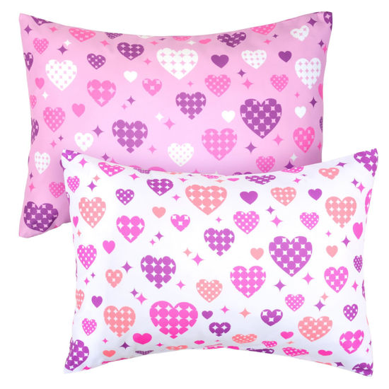 Picture of UOMNY Toddler Pillowcases for Girls 13X18 12x16 14x19 Love and Heart Baby Pillow Case 2 Pack Small Pillow Covers for Travel Pillow
