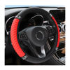 Picture of Osilly Bling Car Steering Wheel Cover, 15 Inch Rhinestones Soft Leather Elastic Steering Wheel Protector, Sparkly Crystal Diamond for Women Girls, Car Interior Accessories for Most Cars (Red)