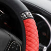 Picture of Osilly Bling Car Steering Wheel Cover, 15 Inch Rhinestones Soft Leather Elastic Steering Wheel Protector, Sparkly Crystal Diamond for Women Girls, Car Interior Accessories for Most Cars (Red)