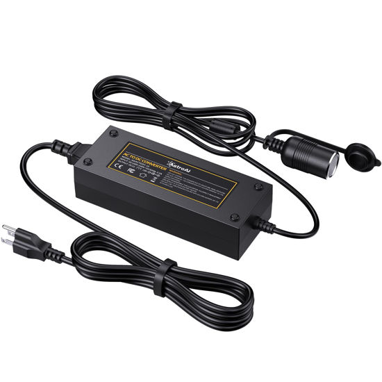 Picture of AstroAI AC to DC Converter 10A/120W/7.78FT/110V to12V Converter, Car Cigarette Lighter Adapter, AC/DC Power Supply Adapter Transformer for Inflator, Car Refrigerator, and Other Car Devices
