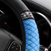 Picture of Osilly Bling Car Steering Wheel Cover, 15 Inch Rhinestones Soft Leather Elastic Steering Wheel Protector, Sparkly Crystal Diamond for Women Girls, Car Interior Accessories for Most Cars (Blue)
