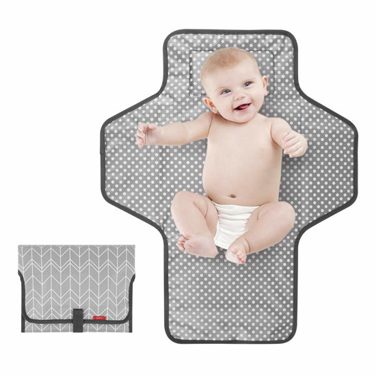 Picture of Portable Changing Pad for Baby|Travel Baby Changing Pads for Moms, Dads|Waterproof Portable Changing Mat with Built-in Pillow|Excellent Baby Shower/Registry Gifts