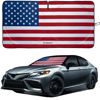Picture of American Flag Windshield Sun Shade, High-Resolution Car Sun Shield with Mirror Cut-Out for Automotive Interior Sun Protection Heat Reduction, Folding Car Sunshade with Storage Bag - Large, Original