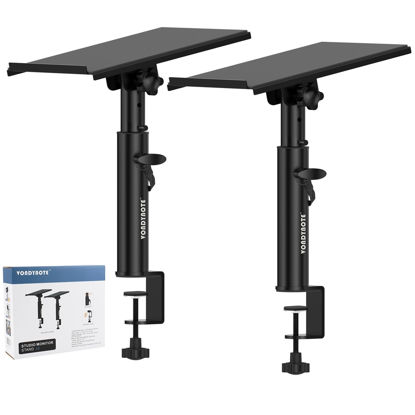 Picture of Vondynote Studio Monitor Stands Pair Heavy Duty Desk Clamp Speaker Stands with Adjustable Tilt Angle Tray of 0-12 °