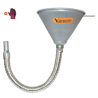 Picture of Yuesstloo 14.6" Steel Bendable Spout Funnel with Filter for All Automotive Oils, Diesel Fuel and Other Liquids, with Gloves