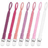 Picture of duludulu 7 Pcs Pacifier Clip, Pacifier Clips for Boys & Baby Girls Pacifier Holder Clip Binky Clips Braided 100% Handmade Fits All Pacifiers(Pink, 7 Pack)