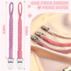 Picture of duludulu 7 Pcs Pacifier Clip, Pacifier Clips for Boys & Baby Girls Pacifier Holder Clip Binky Clips Braided 100% Handmade Fits All Pacifiers(Pink, 7 Pack)