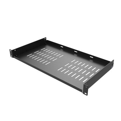 Picture of QiaoYoubang 1U Universal Server Rack Shelves- 10" Deep, Steel Vented Cantilever Rack Tray for 19” Equipment Rack, Black (10 inch)