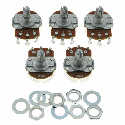 Picture of Dopro 5pcs Linear Guitar Pots Volume B250K Electric Guitar Large Pots 24mm Base with Short Split Shaft Guitar Potentiometer B250K