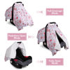 Picture of Rquite Car Seat Cover Baby, Carseat Covers Baby Girl, Minky Infant Car Seat Cover Winter, Peekaboo Opening Car Seat Canopy, Multi-use Baby Carrier, Stroller, Nursing Cover, Minky Blanket, Pink Flower