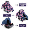 Picture of Rquite Car Seat Cover Baby, Carseat Covers Baby for Girl Boy, Warm Minky Infant Car Seat Cover Winter, Peekaboo Opening Car Seat Canopy, Multi-use Baby Carrier, Stroller, Nursing Cover, Minky Blanket