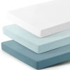 Picture of GRSSDER Mini Crib Sheets Fitted, Pack and Play Sheets 3 Pack, Ultra Soft Stretchy Pack N Play Sheets, Universal Fit for Playard Mattress, Jersey Crib Sheets Neutral for Boys and Girls, Blue