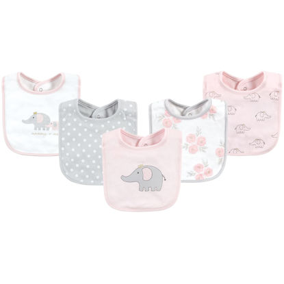 Picture of Hudson Baby Unisex Baby Cotton Bibs, Pink Gray Elephant, One Size