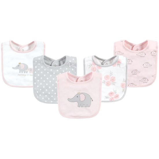 Picture of Hudson Baby Unisex Baby Cotton Bibs, Pink Gray Elephant, One Size