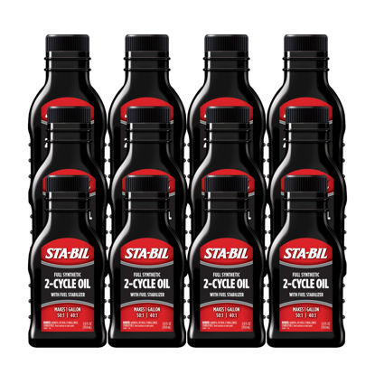Picture of STA-BIL Full Synthetic 2-Cycle Oil - With Fuel Stabilizer For Up To 12 Months Protection - 1 Gallon Multi-Mix - 50:1/40:1 Mix Ratios - Low Smoke Formula, 2.6 fl. oz. (22403-12PK)