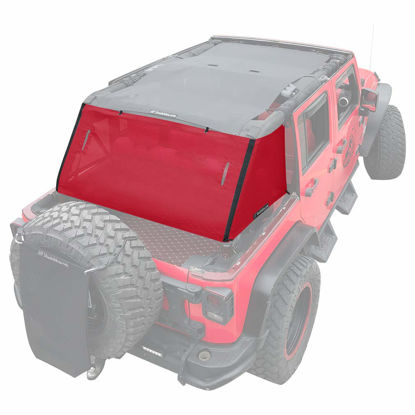 Picture of Shadeidea Sun Shade for Jeep Wrangler JK Unlimited (2018-Current) 4 Door-Cherry Red Cage Mesh Screen Sunshade -One time Install 10 Years Lasting
