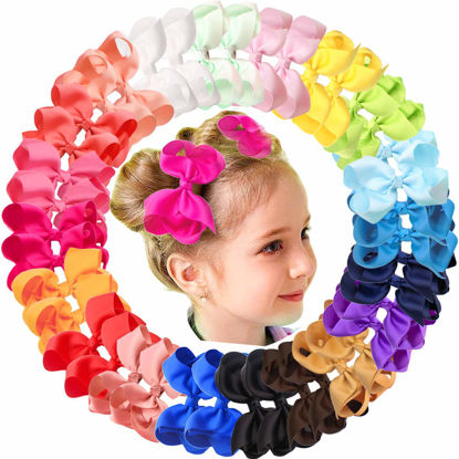 Picture of JOYOYO 40Pcs 4.5" Hair Bows Alligator Clips, Grosgrain Ribbon Girls Bows Clips Barrettes Hair Accessories for Baby Girls Toddlers Kids Teens (4.5inch,20 Colors in Pairs)