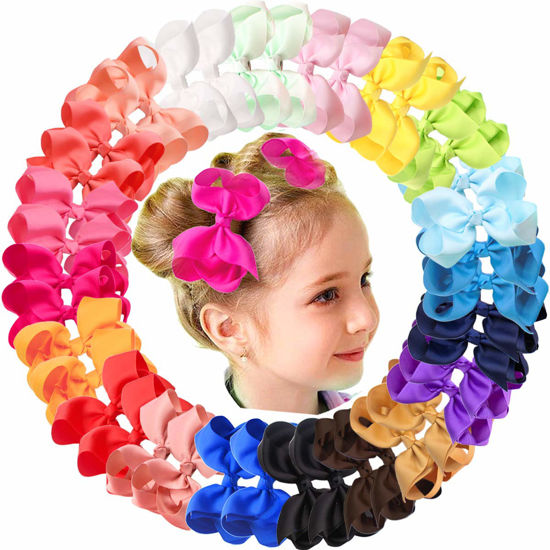 Picture of JOYOYO 40Pcs 4.5" Hair Bows Alligator Clips, Grosgrain Ribbon Girls Bows Clips Barrettes Hair Accessories for Baby Girls Toddlers Kids Teens (4.5inch,20 Colors in Pairs)