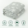 Picture of NTBAY 3 Layer Toddler Blanket, Muslin Cotton Jacquard Bed Blankets, Lightweight Thermal Baby Blanket, Super Soft and Warm Crib Blanket for All Seasons, Decoration Gift, 30"x40", Grey Star