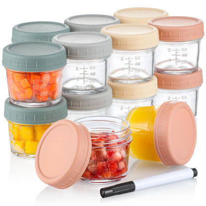 Picture of VITEVER 16 Pack Glass Baby Food Storage Containers, 4 oz Baby Food Jars with Plastic Lids, Small Baby Food Maker, Reusable Infant Freezer Container, Microwave, Dishwasher & Freezer Safe, BPA free