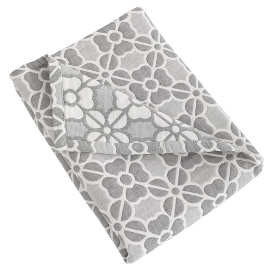 Picture of NTBAY 3 Layer Oversized Muslin Cotton Toddler Blanket, 45x60 Inches Jacquard Reversible Nursery Bed Blanket, Super Soft and Thermal Crib Blanket for All Seasons, Baby Gift, 45"x60", Grey Clover
