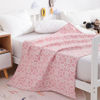 Picture of NTBAY 3 Layer Oversized Muslin Cotton Toddler Blanket, 45x60 Inches Jacquard Reversible Nursery Bed Blanket, Super Soft and Thermal Crib Blanket for All Seasons, Baby Gift, 45"x60", Pink Clover