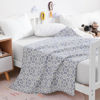 Picture of NTBAY 3 Layer Oversized Muslin Cotton Toddler Blanket, 45x60 Inches Jacquard Reversible Nursery Bed Blanket, Super Soft and Thermal Crib Blanket for All Seasons, Baby Gift, 45"x60", Blue Clover