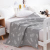 Picture of NTBAY 3 Layer Oversized Muslin Cotton Toddler Blanket, 45x60 Inches Jacquard Reversible Nursery Bed Blanket, Super Soft and Thermal Crib Blanket for All Seasons, Baby Gift, 45"x60", Grey Pineapple