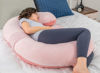 Picture of QUEEN ROSE E Shaped Pregnancy Pillows for Sleeping, Detachable Body Pillow for Pregnant Side Sleeper, Pink Bubble Velvet, 60in