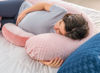 Picture of QUEEN ROSE E Shaped Pregnancy Pillows for Sleeping, Detachable Body Pillow for Pregnant Side Sleeper, Pink Bubble Velvet, 60in