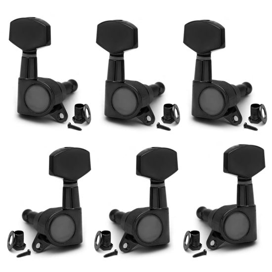 Picture of SAPHUE 6 Pieces 3L3R Guitar tuner pegs,Big Square Sealed guitar tuning pegs tuners machine heads,Electric Guitar (Black) Acoustic