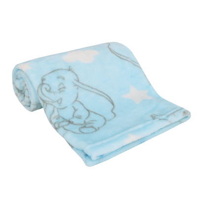 Picture of Disney Dumbo Pastel Blue, Grey & White Clouds & Stars Super Soft Baby Blanket, Light Blue, Grey, White