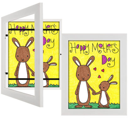 Picture of 2 Pack 9x12 Kids Art Frames White, Kids Artwork Frames Changeable Child Artwork Picture Display Front Opening, Rustic Children Storage Frame Hold 50pcs Craft, Drawing, Art Project, Schoolwork