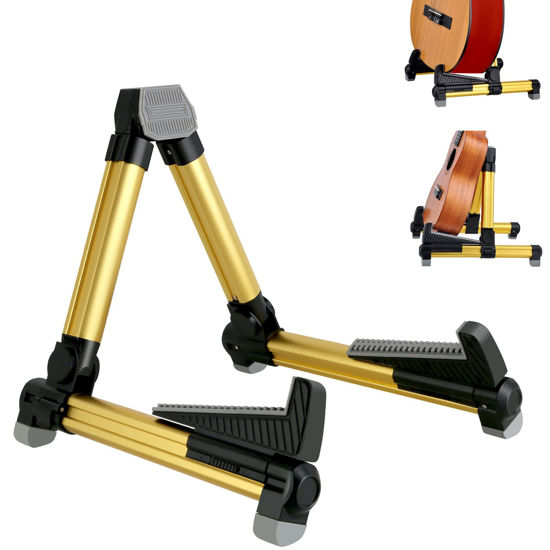 Picture of EASTROCK Guitar Stand Professional Portable Gold Tripod Adjustable A Frame Acoustic Guitar Stand Multiple Guitars for Acoustic Guitar Electric Guitar Bass