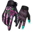 Picture of RIGWARL Motorcycle Gloves Women Touchscreen, Breathable Pink Skeleton Bike Glove Non-Slip, Designed Riding Gloves Motorcycle Women Full Finger for Mountain Bike Cycling Hiking ATV MTB Gloves