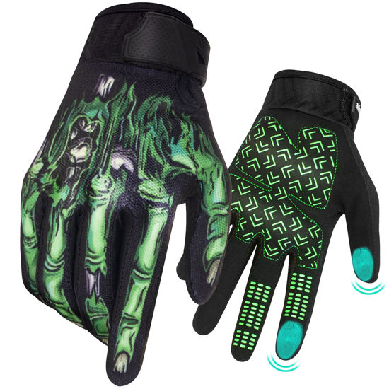 Picture of RIGWARL Motorcycle Gloves for Men and Women Touchscreen, Breathable Skeleton Dirt Bike Glove Non-Slip, Designed Riding Gloves Motorcycle Mens Full Finger for Hiking Hunting ATV MTB Gloves,Green