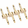 Picture of OTraki 1/4 Inch Guitar Pedal Connector Z Type 6.3mm Pedals Coupler 4 Pack Pedal to Pedal Connector TS Copper Male Connector for Effect Pedalboard Space Saving Gold