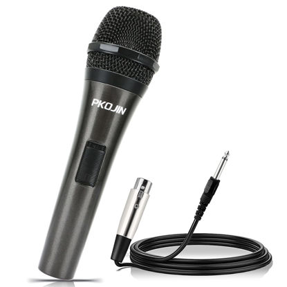 Picture of PKOJIN Dynamic Karaoke Microphone for Singing, Vocal Wired Microphone for Karaoke, Handheld Mic with 10 Ft Cable, Mics for Speaker with ON/Off Switch