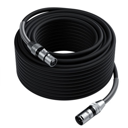 Picture of XLR to XLR Cable 100 Feet, Premium XLR Microphone Cable, Long Heavy Duty 22AWG OFC XLR Male to Female Cord, 3-Pin Shielded Mic Speaker Cable, Zinc Alloy Connectors, Metal Spring SR, Black