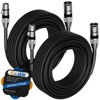 Picture of XLR to XLR Cable (25 Feet, 2 Pack) Multiple Premium XLR Microphone Cables, Heavy Duty 22AWG OFC XLR Male to Female Cord, 3-Pin Shielded Mic Speaker Cable, Zinc Alloy Connectors, Metal Spring SR, Black