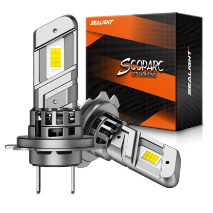 Picture of SEALIGHT 2024 Newest H7 Bulbs, 20000LM 6500K Cool White H7 Fog Light Bulbs, 1:1 Mini Size, Powersports Accessory Lights or Fog Light with Cooling Fan, 3 Mins Plug-N-Play, Pack of 2