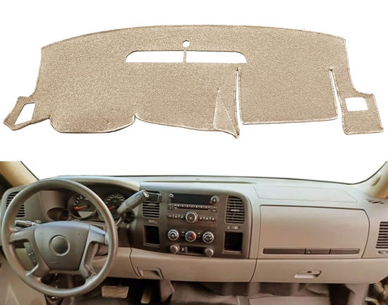 Picture of Dash Cover Custom Fit for Chevy Chevrolet Silverado 1500 LT/WT 2007-2013 2500 HD / 3500 HD 2007-2013, GMC Sierra 2007-2013 .Dashboard Cover Pad Carpet (08-13, Beige) Y74