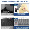 Picture of HEMRLY Acoustic Foam Panels,1" X 12" X 12" Self-Adhesive Sound Proof Foam Panels,Acoustic Panels Absorb Noise Quickly,High Density Soundproof Wall Panels for Gaming Room,Home Studio(48 Pack Gray)
